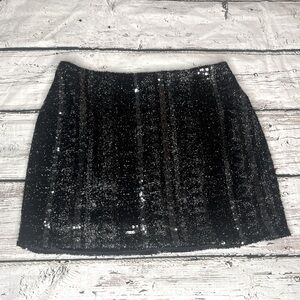 NWT Express  Black Sequin Mini Skirt Size 6
